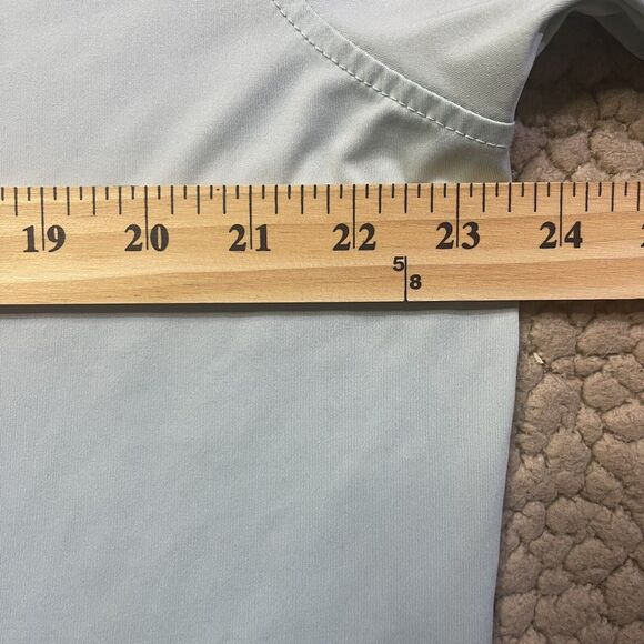 FootJoy Fj Golf Polo Shirt Short Sleeve Mens Sz L solid‎ light blue 4 button up - Picture 4 of 5